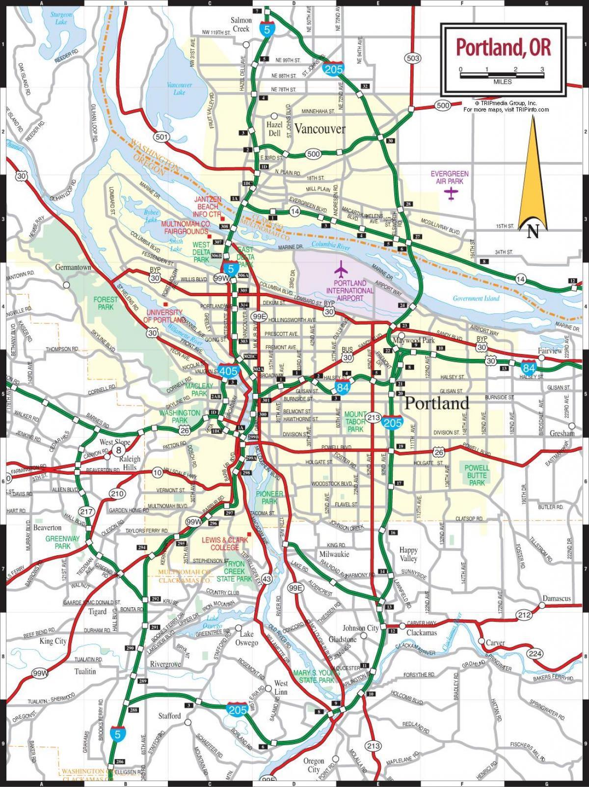 карта Портланд раёне метро