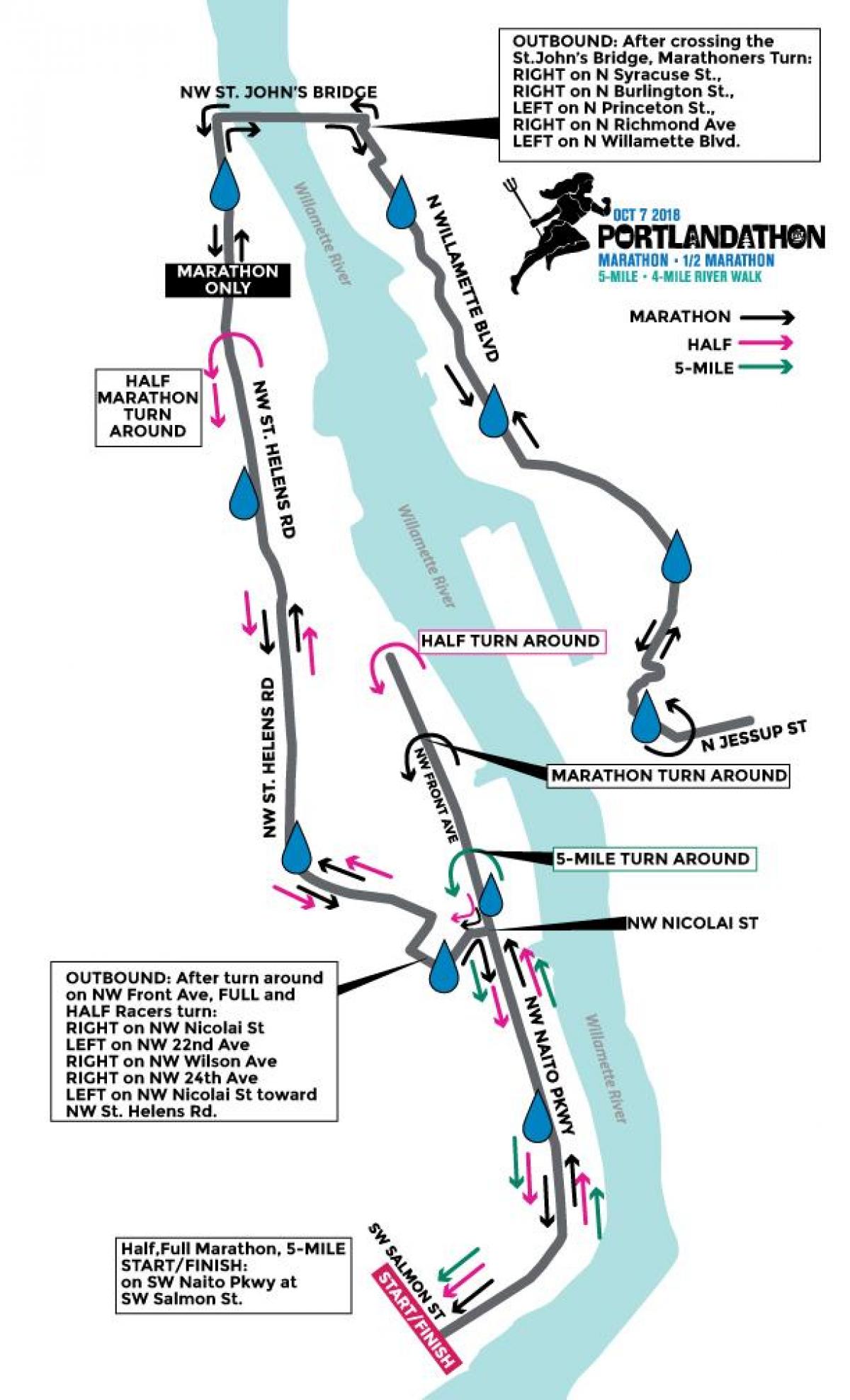 карта Портленд марафон