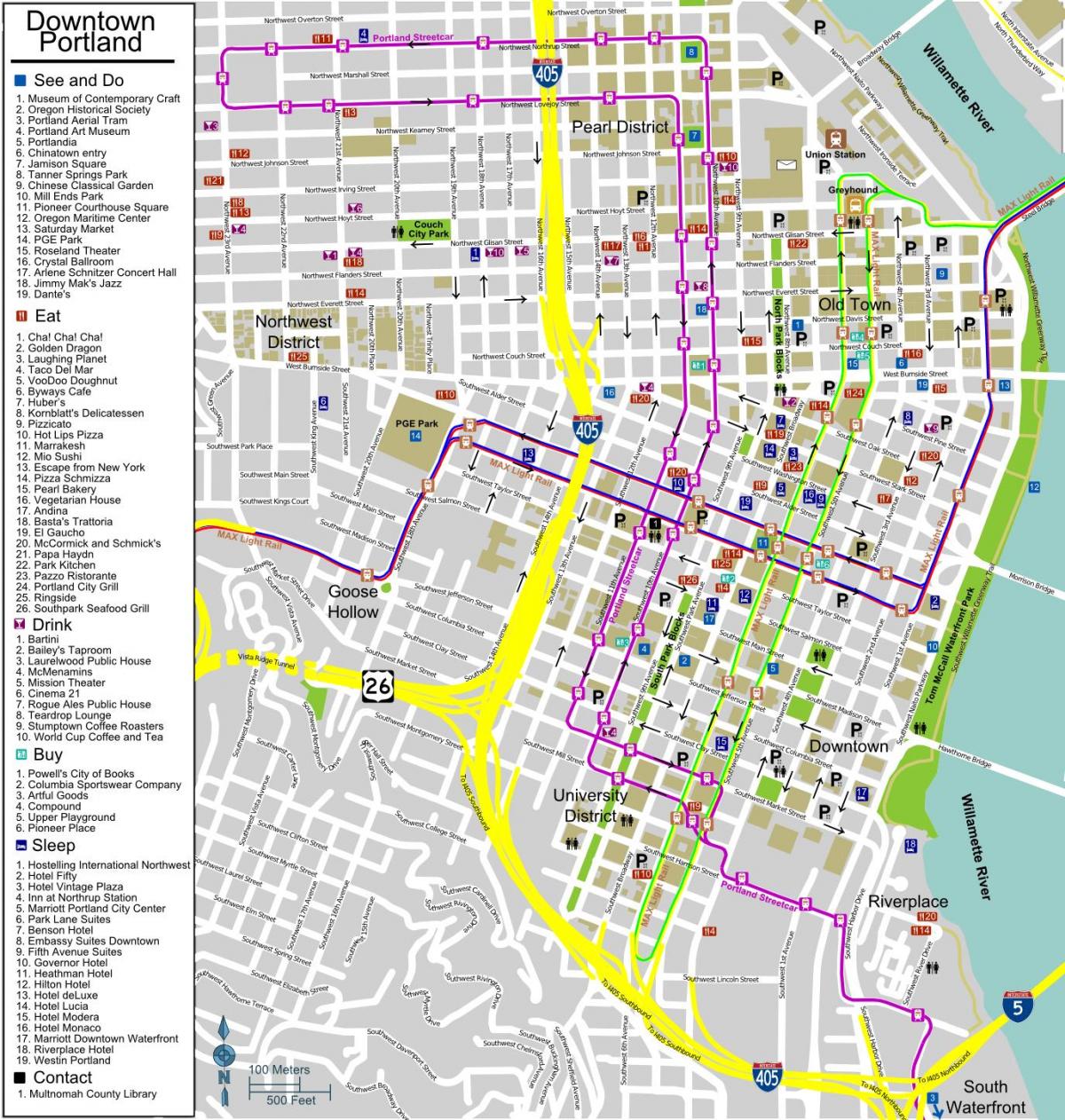 карта вуліц Портленда, Арэгон
